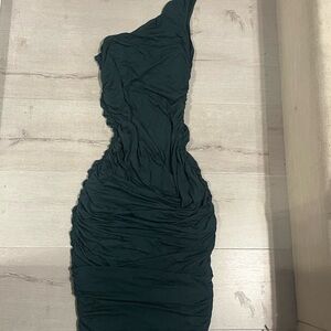 SHEIN Dark Green One-Shoulder Dress